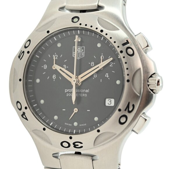 Vintage Men's Tag Heuer 39mm Kirium Black Dial Chronograph Watch! Ref: CL1110-0! - Picture 3 of 12